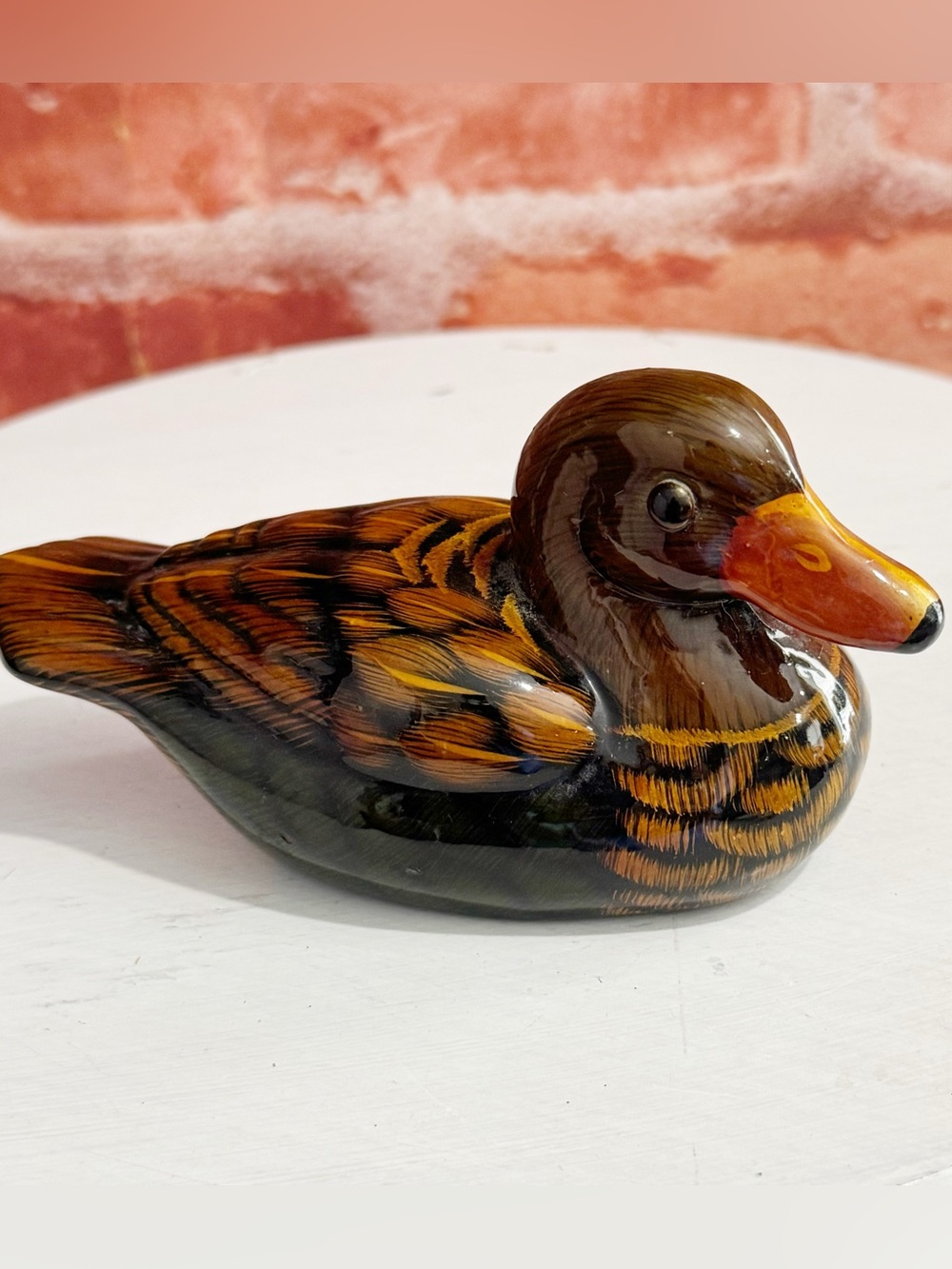 Vintage Enesco Mallard Duck Figurine Hand Painted Ceramic Resin 1980s